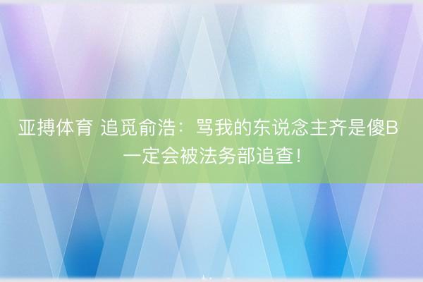 亚搏体育 追觅俞浩：骂我的东说念主齐是傻B 一定会被法务部追查！