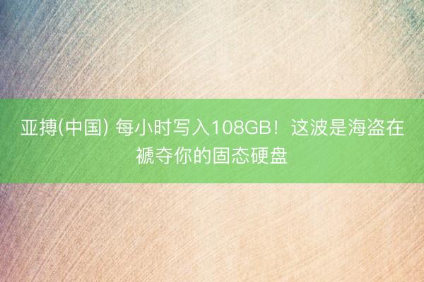 亚搏(中国) 每小时写入108GB！这波是海盗在褫夺你的固态硬盘