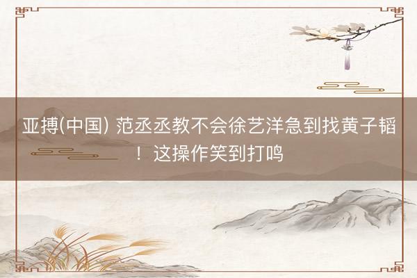 亚搏(中国) 范丞丞教不会徐艺洋急到找黄子韬！这操作笑到打鸣