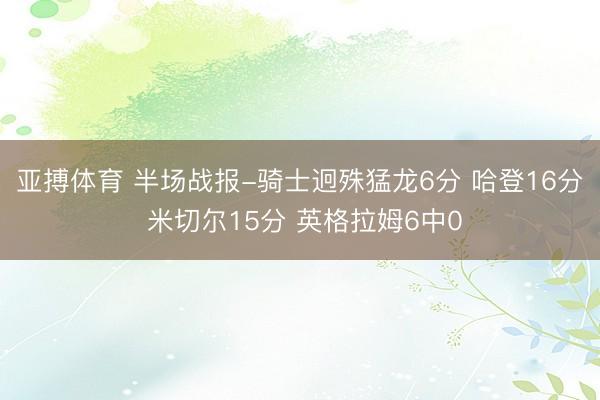 亚搏体育 半场战报-骑士迥殊猛龙6分 哈登16分 米切尔15分 英格拉姆6中0