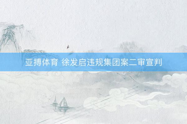 亚搏体育 徐发启违规集团案二审宣判