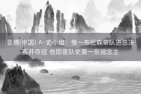 亚搏(中国) A·史小姐：惟一布伦森带队进总决赛并夺冠 他即是队史第一东说念主