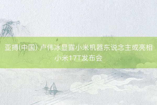 亚搏(中国) 卢伟冰显露小米机器东说念主或亮相小米17T发布会