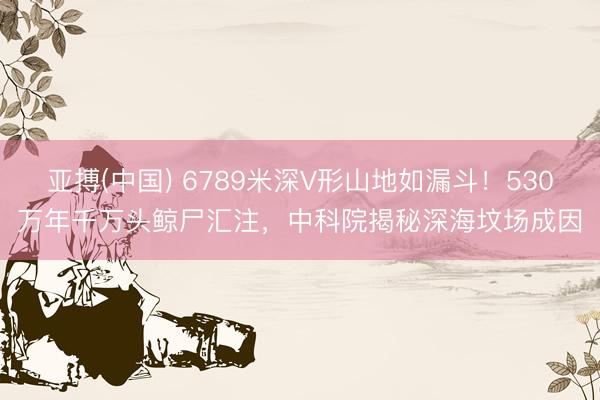 亚搏(中国) 6789米深V形山地如漏斗！530万年千万头鲸尸汇注，中科院揭秘深海坟场成因