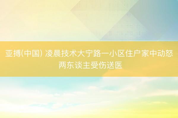 亚搏(中国) 凌晨技术大宁路一小区住户家中动怒 两东谈主受伤送医